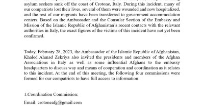 Statement on The Sinking of the Migrant Ship off the Coast of Crotone, Italy