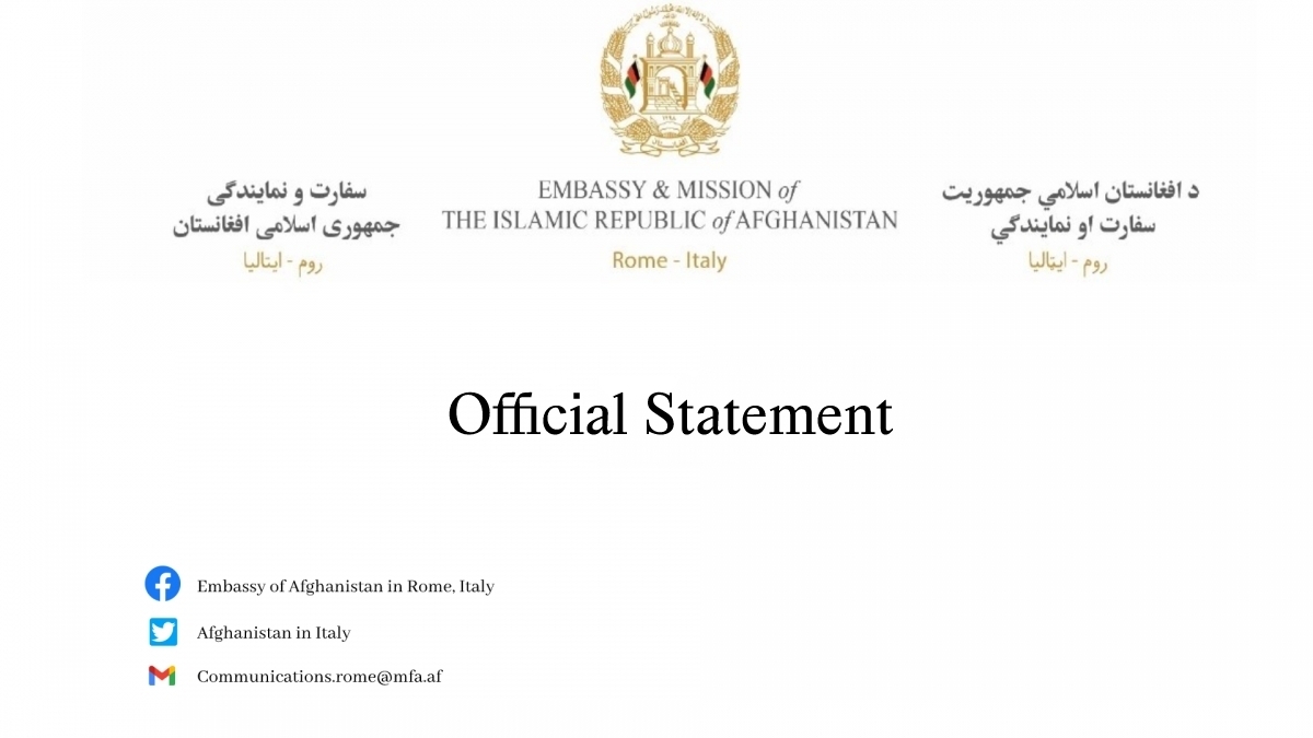 Statement by the Embassy and Mission of the Islamic Republic of Afghanistan in Rome Condemning Human Rights Violation by the Taliban in Panjshir, Afghanistan
